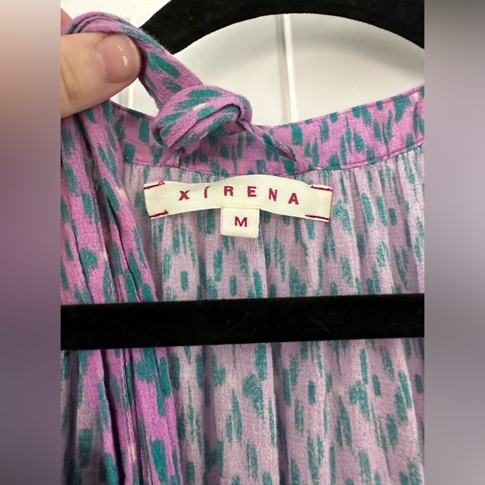 Xirena Olsen Tiered Cotton Midi Dress in Bloomfield Purple Teal Print Size M - Picture 6 of 16